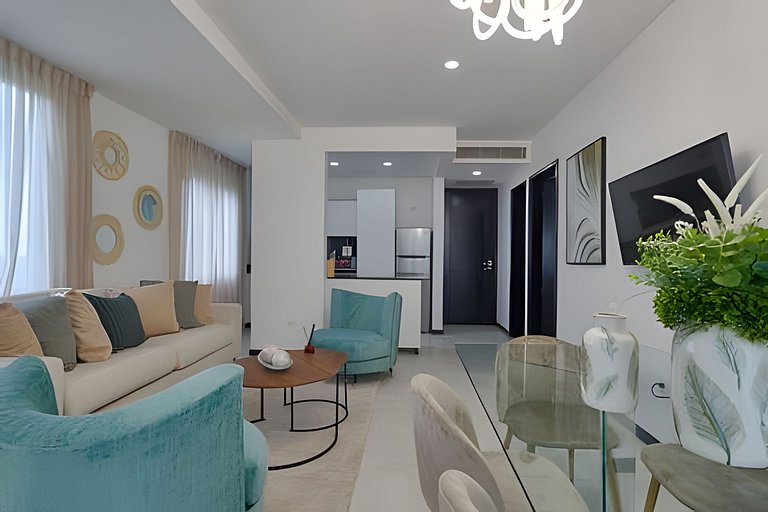 Beachside 1BDR Dreamy Apt.| BBQ + Pool & Sea View